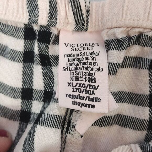 Victoria's Secret Pink Black Plaid High Rise Wide Leg Pajama Pants XL - Picture 12 of 13